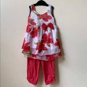 Littoe Potatoes 2pc coral dress & leggings Size 8